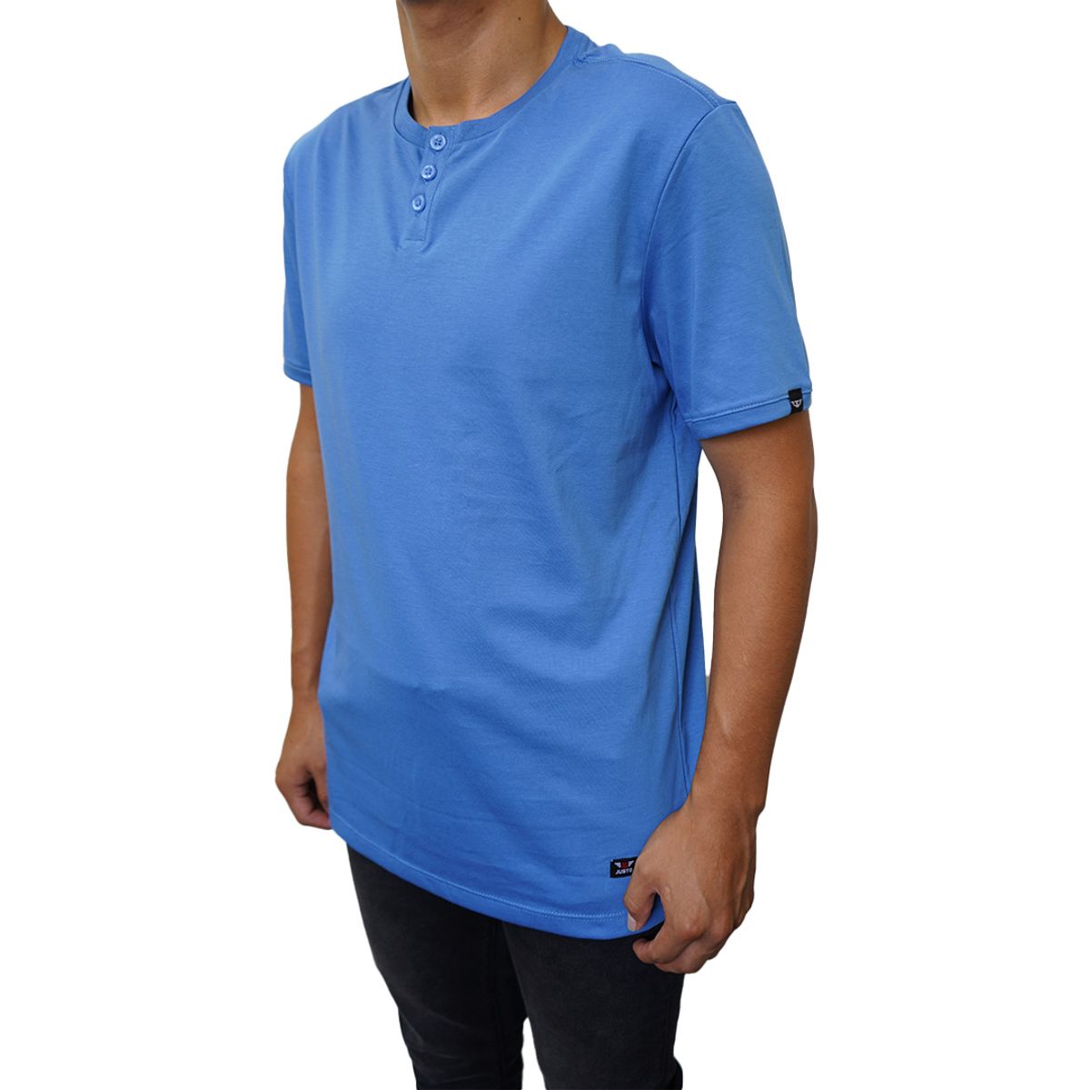 JUSTO - POLO PARA HOMBRE BLUE HENLEY BOTONES