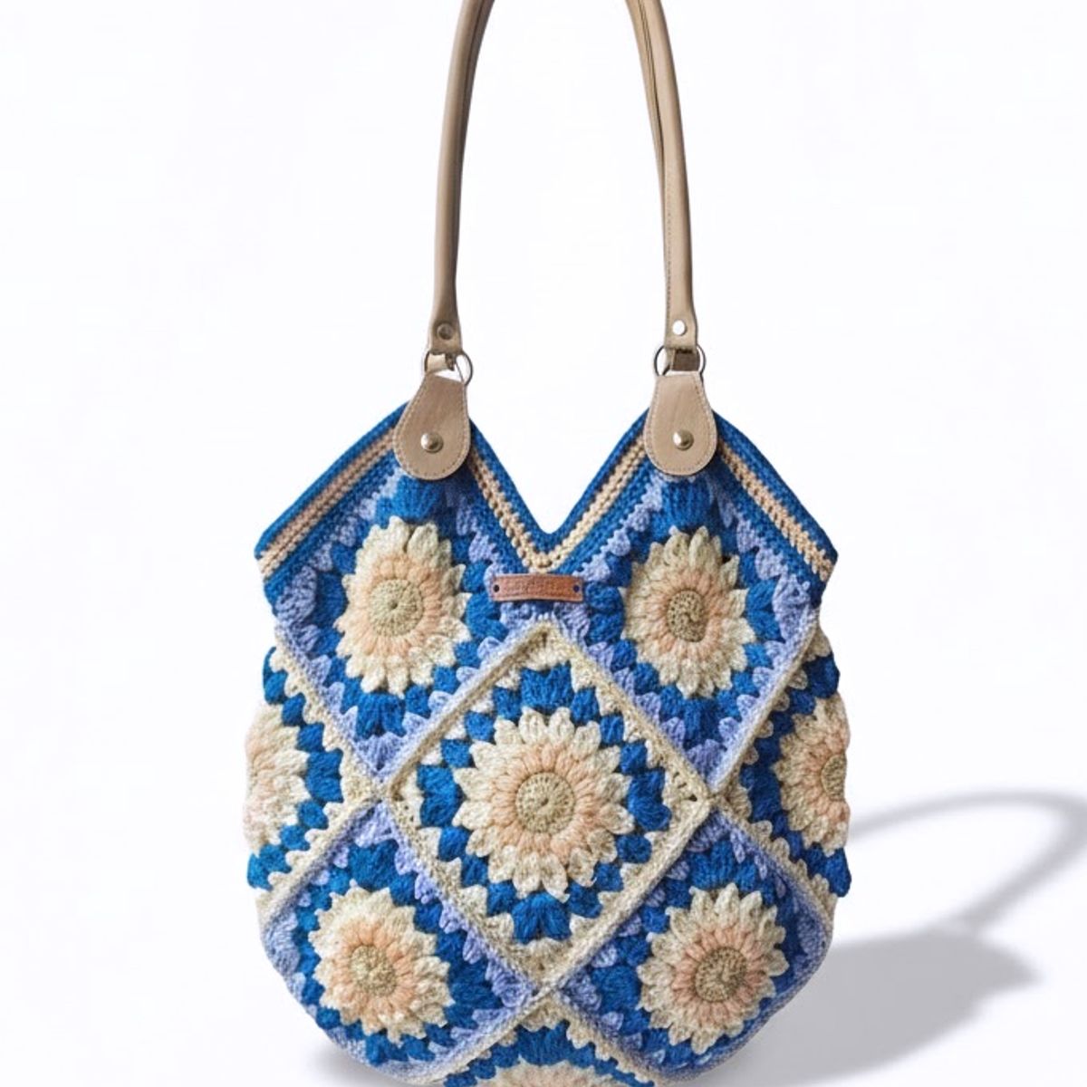 GENERICO - Cartera de moda de Crochet Tejido a Mano con Detalles Florales