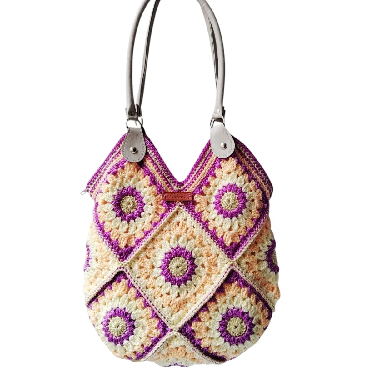 GENERICO - Cartera de moda de Crochet Tejido a Mano con Detalles Florales