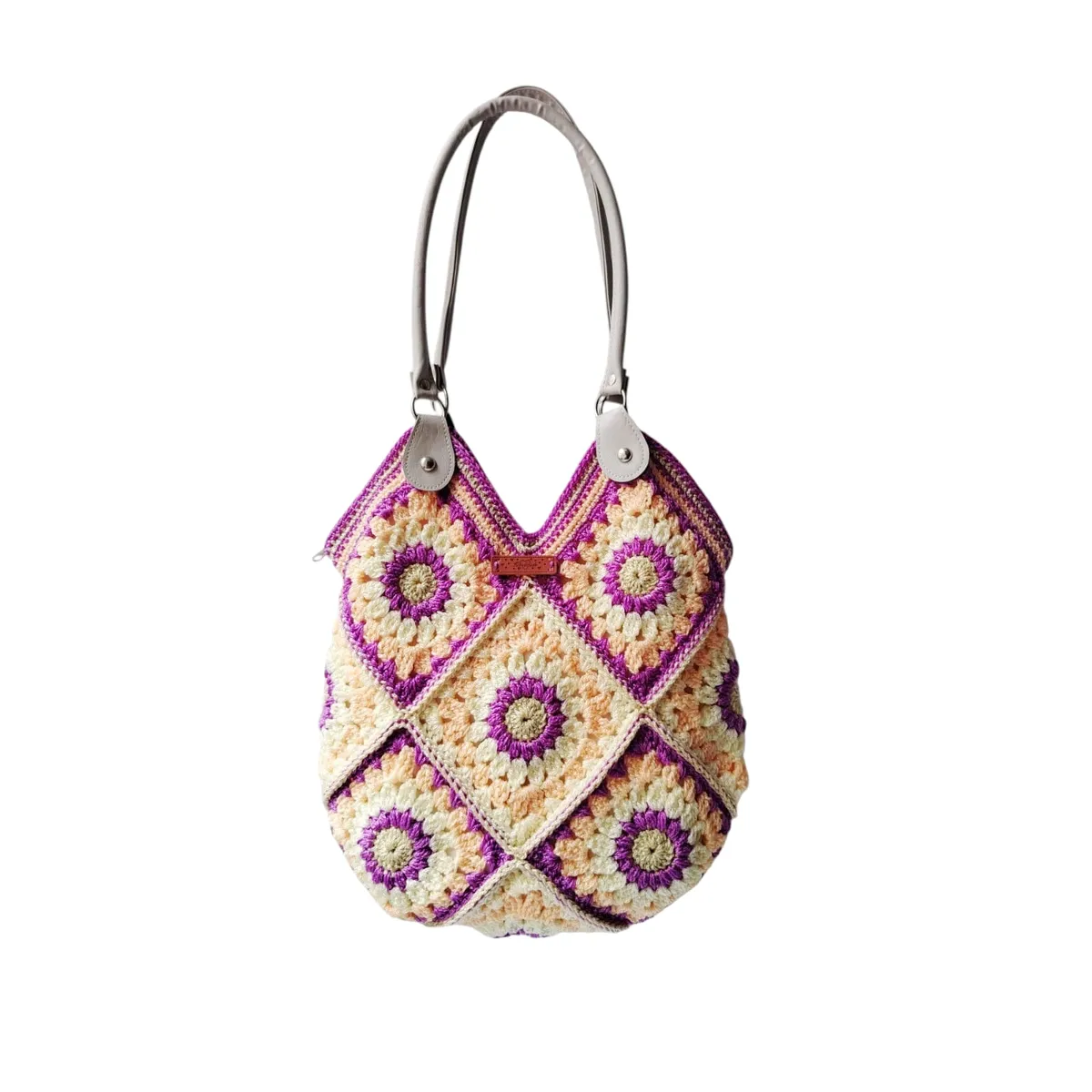 GENERICO - Cartera de moda de Crochet Tejido a Mano con Detalles Florales