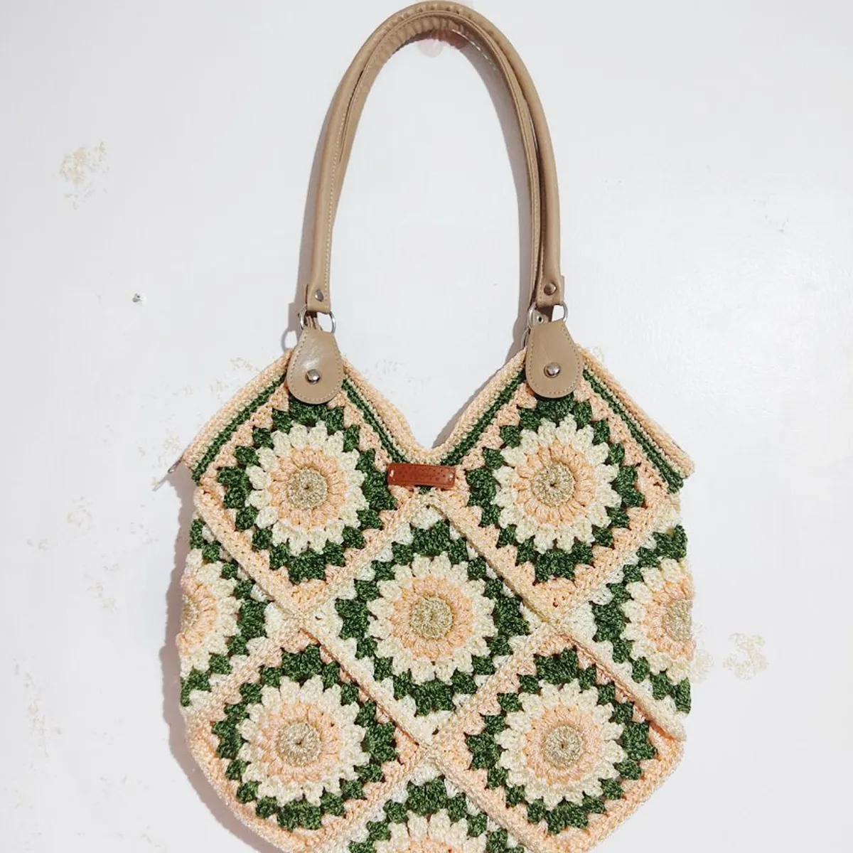 GENERICO - Cartera de moda de Crochet Tejido a Mano con Detalles Florales