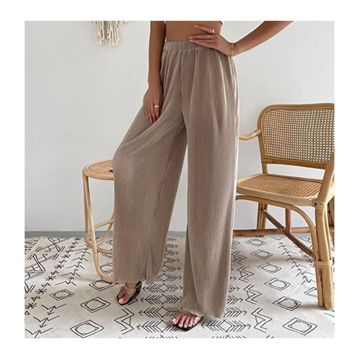 42AROZINA - Pantalones anchos drapeados plisados ​​casuales sueltos para mujer