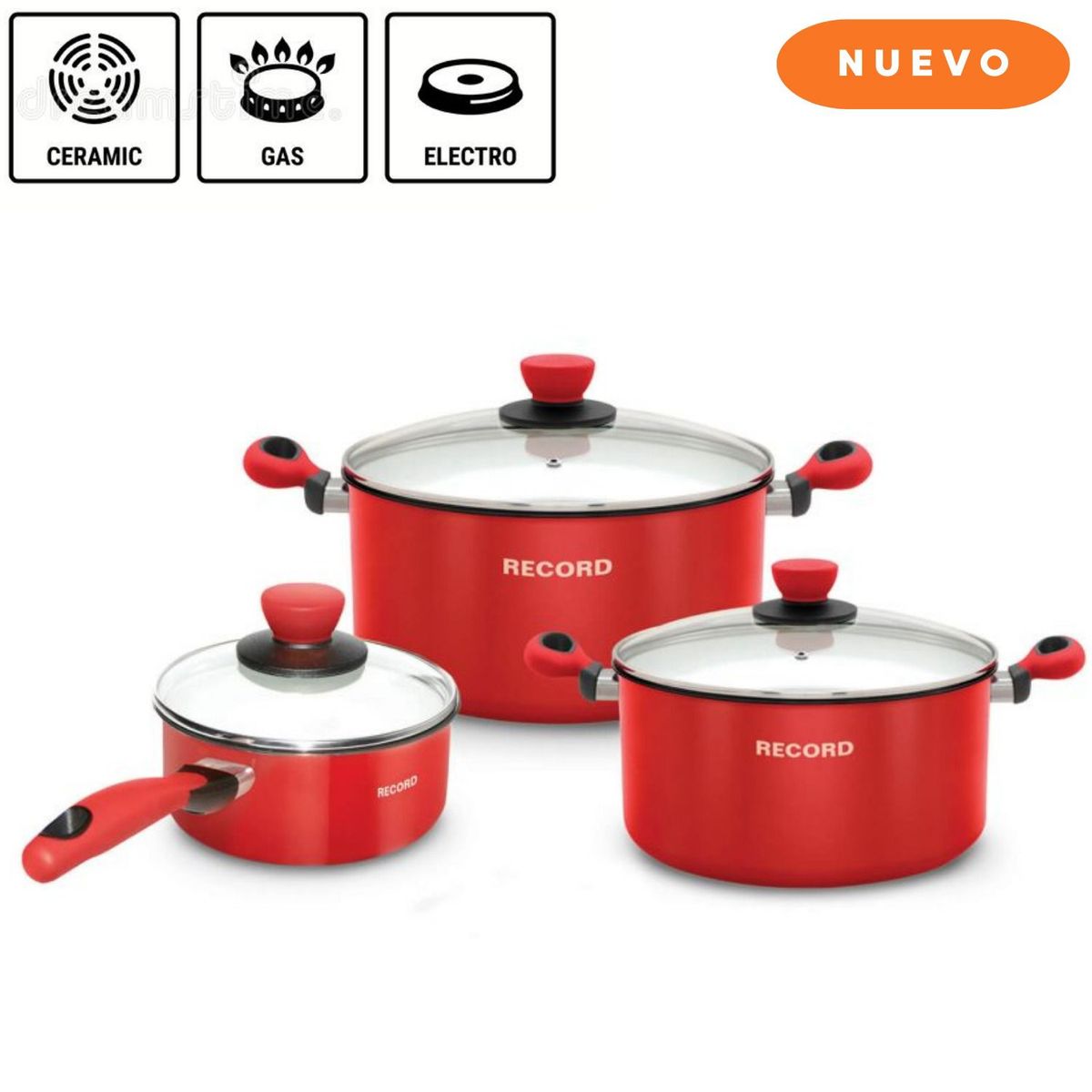 RECORD - Juego De Ollas Amore Acero Vitrificado 6Pz