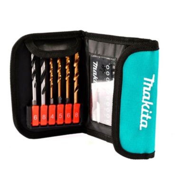 MAKITA - Set brocas madera metal puntillas cartuchera lona 17un