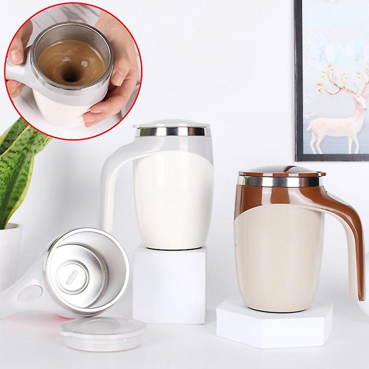 OEM - Taza Magnetica MUG Agitacion Automatica para Cafe Capuccino
