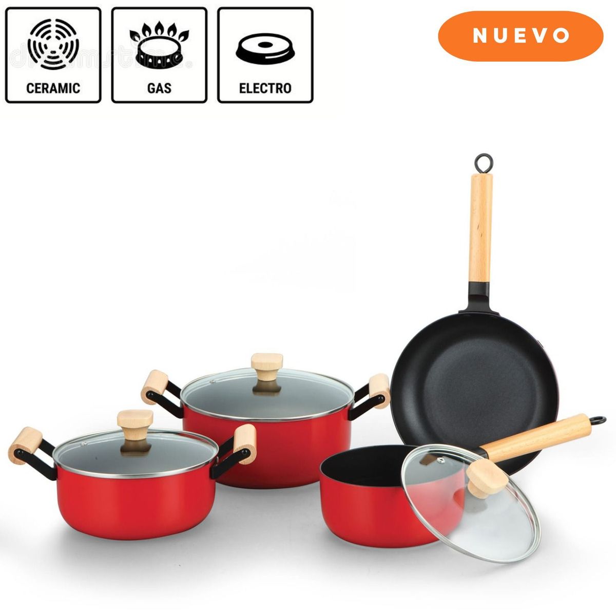 RECORD - Juego de ollas Ruby Antiadherente 7pz