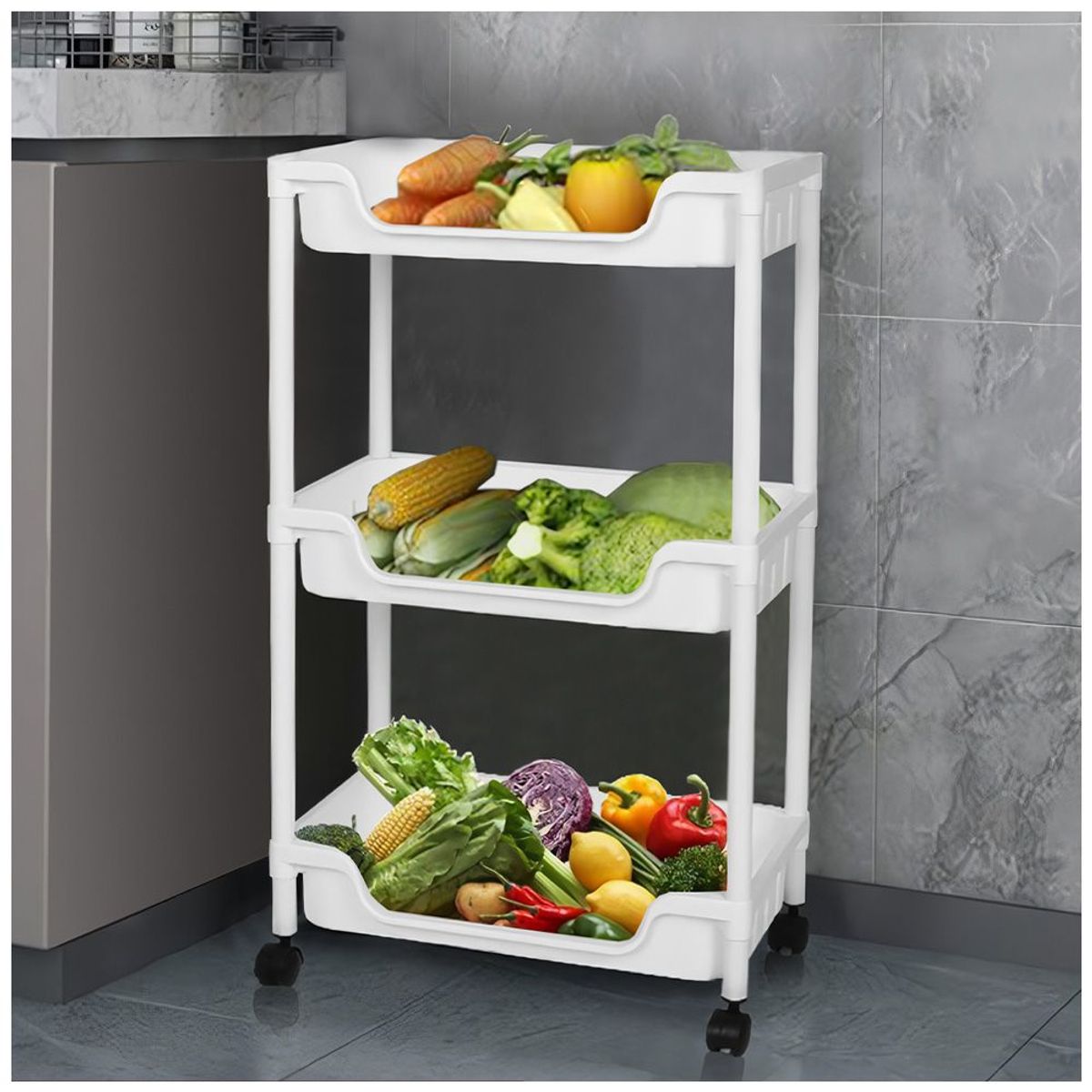 KELLER - Carrito Organizador 3 Niveles con Ruedas para Cocina C49