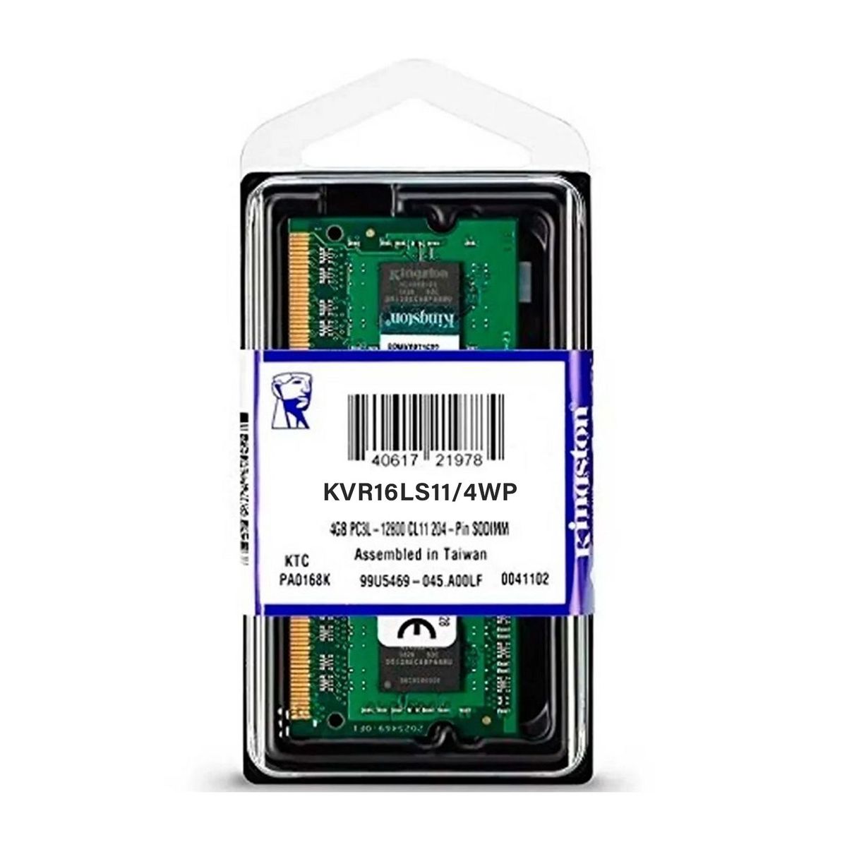 KINGSTON - Memoria Ram Kingston KVR16LS114WP 4GB DDR3L CL11 1600Mhz SODIMM