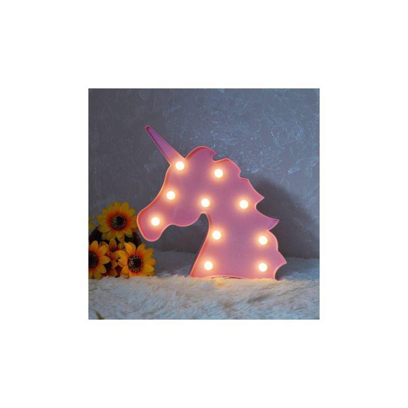 GENERICO - Lámpara led cabeza de unicornio decoración 10 luces - rosado
