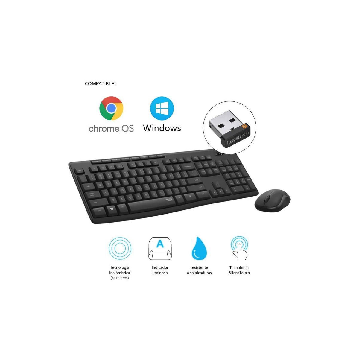 LOGITECH - Kit Teclado Y Mouse Logitech MK295 Inalámbrico