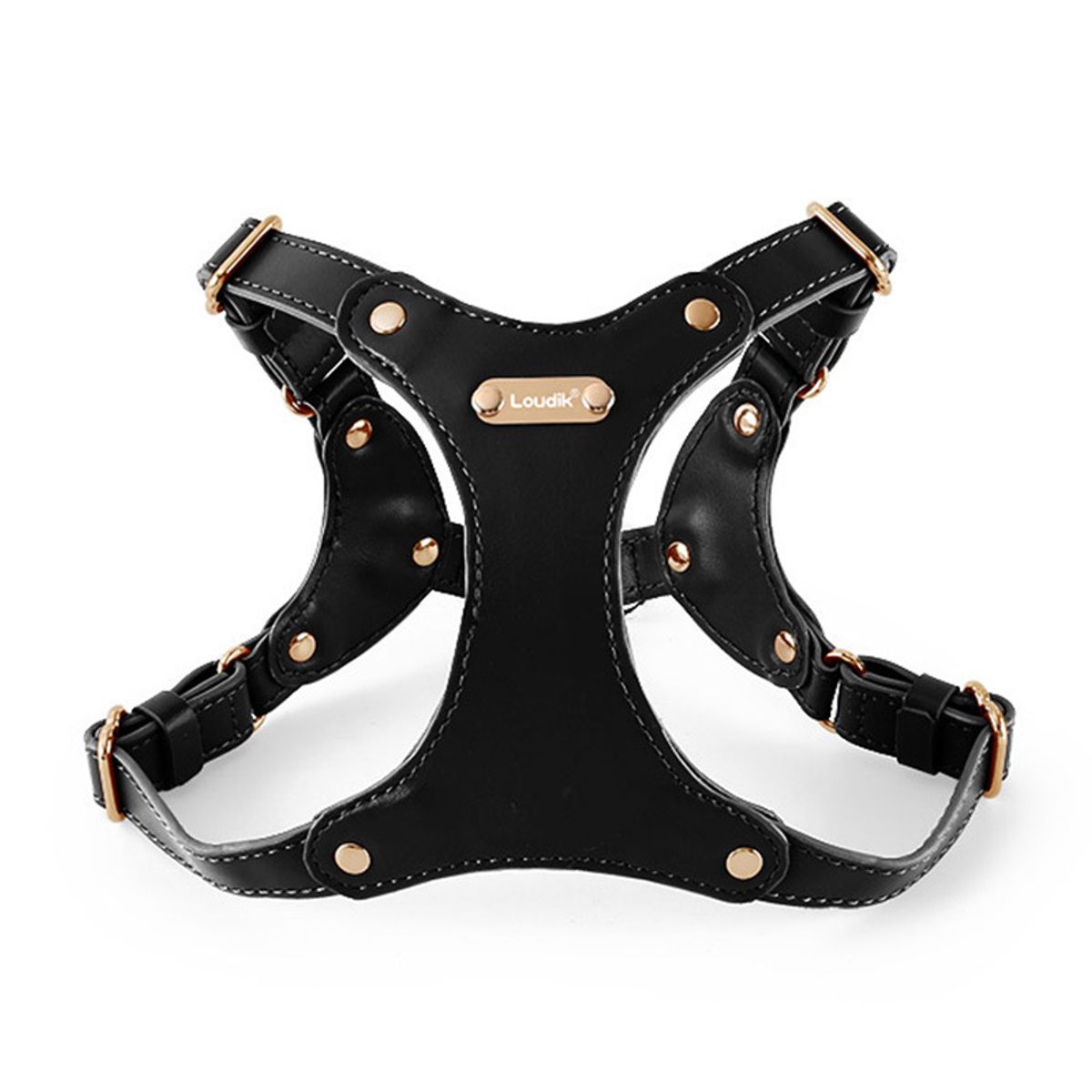 QUE PATAS PET SHOP - Arnés de Cuero con Correa Talla M Negro