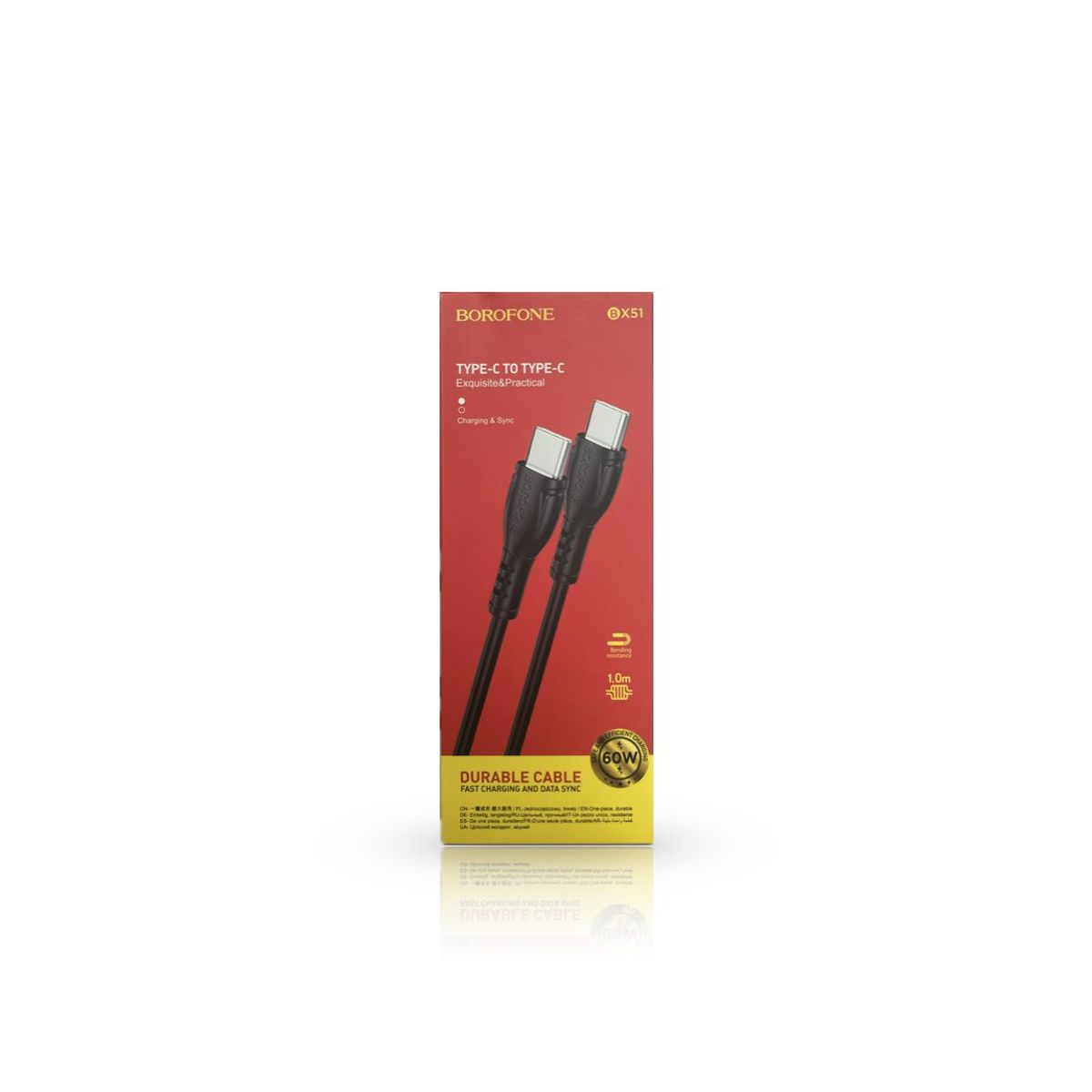 BOROFONE - Cable Tipo-C a Tipo-C 1m Color Negro
