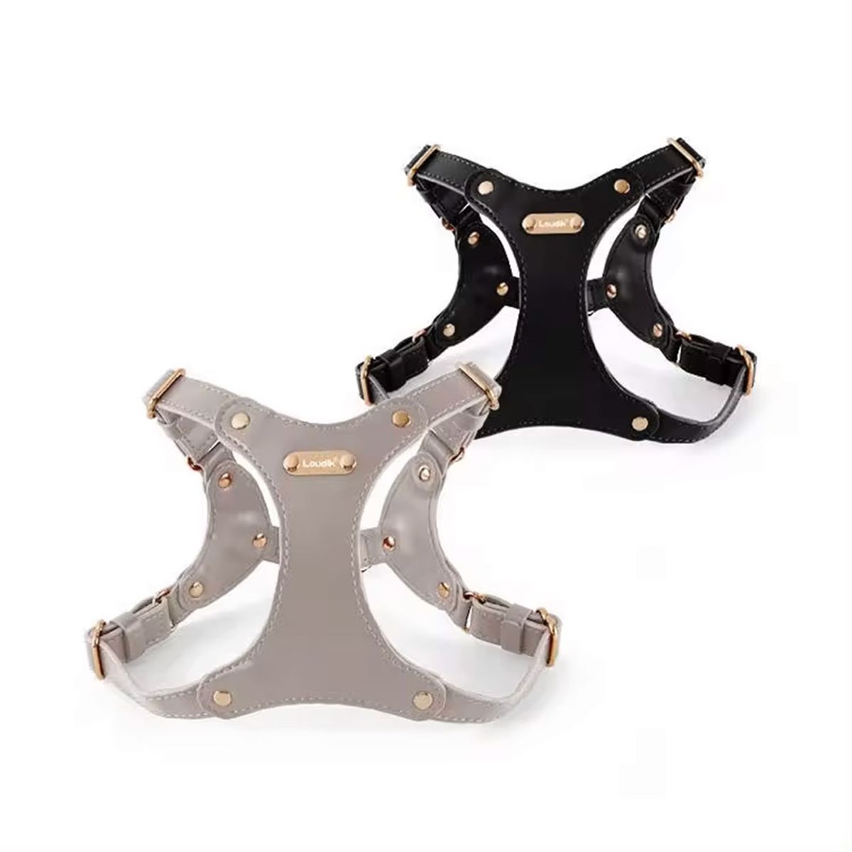 QUE PATAS PET SHOP - Arnés de Cuero con Correa Talla L Gris