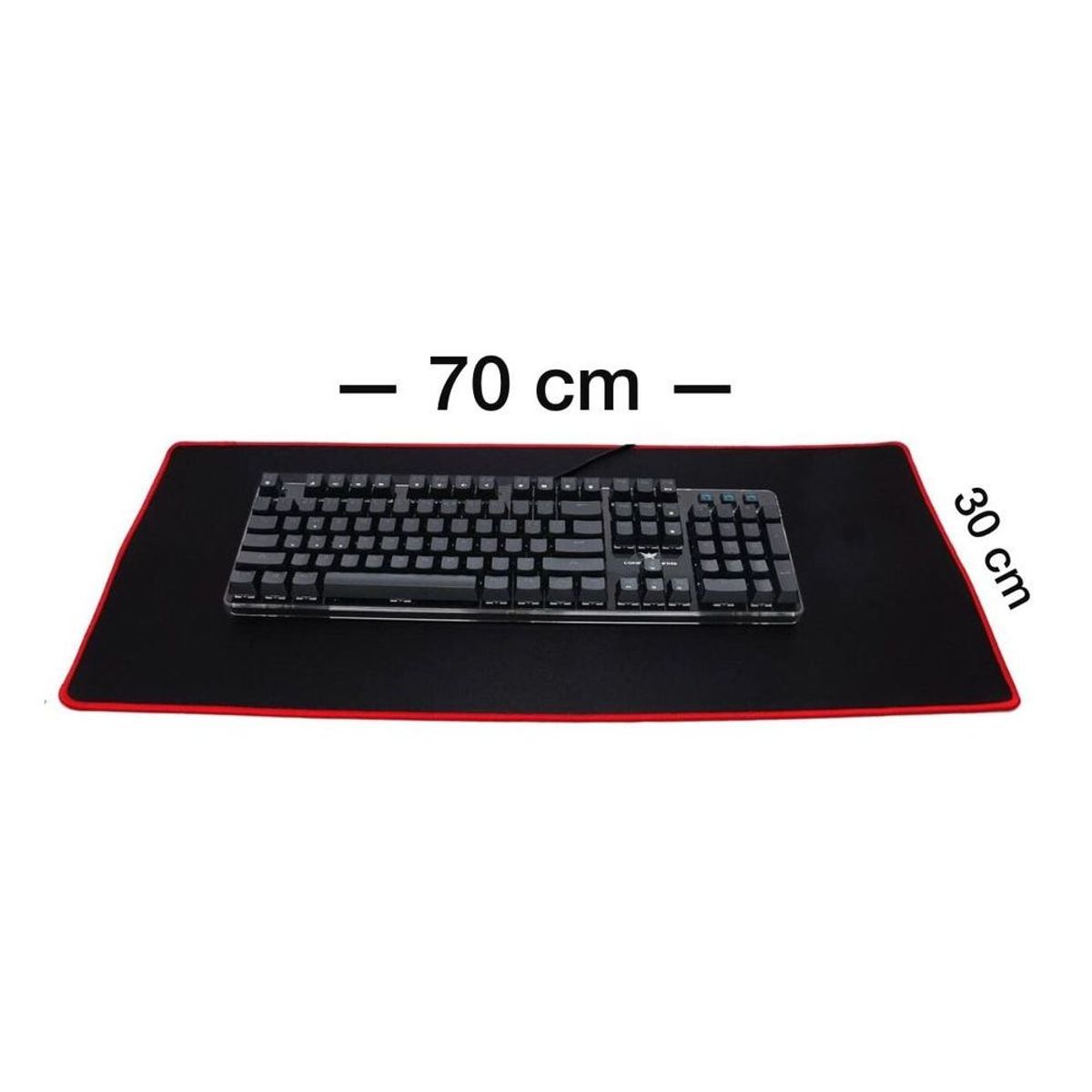 GENERICO - PAD MOUSE GAMER IMPERMEABLE ANTIDESLIZANTE 70X30 CM BORDE COSIDO ROJO
