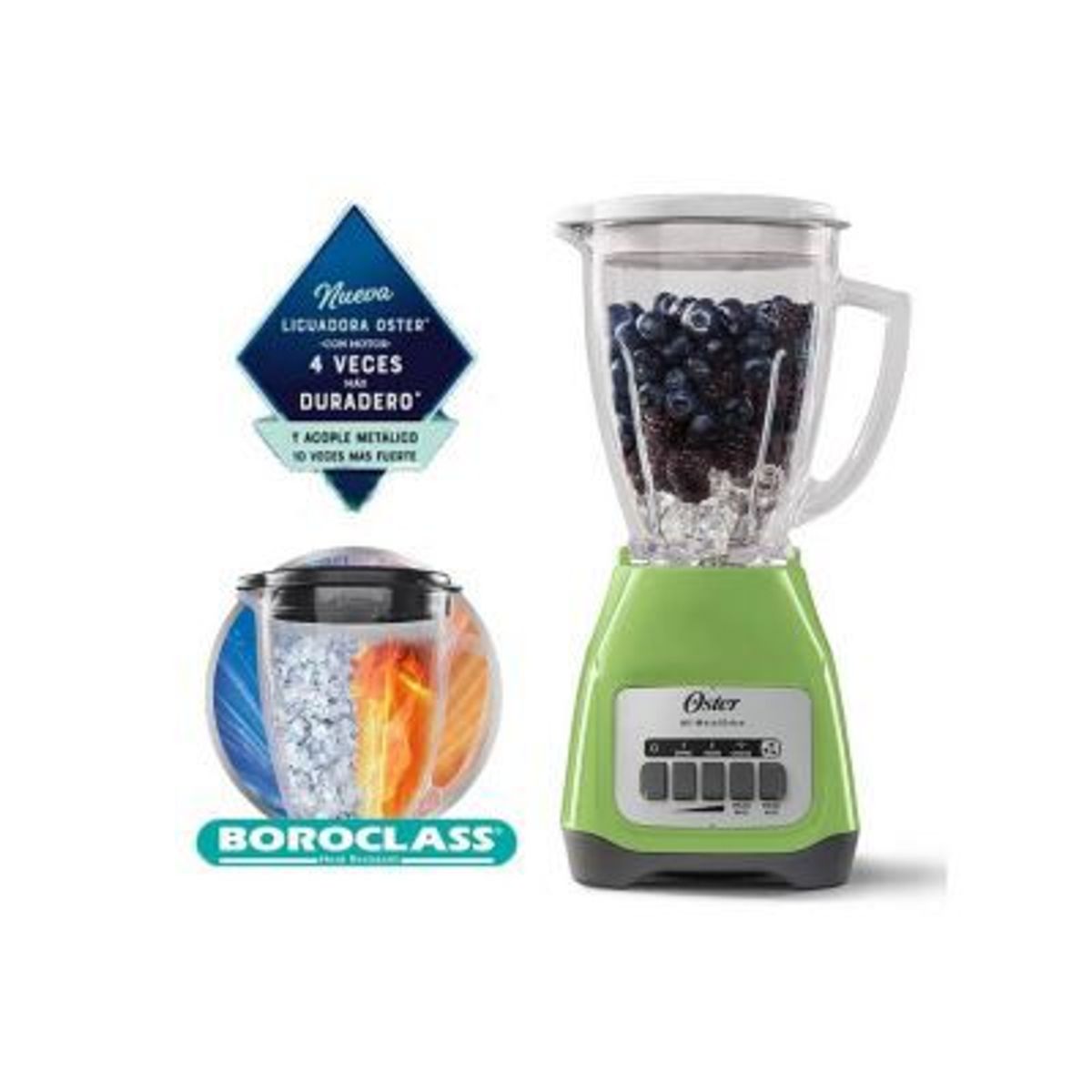 OSTER - Licuadora Oster de 2 Velocidades BLSTKAG KPB-053 con Pulsador Kiwi