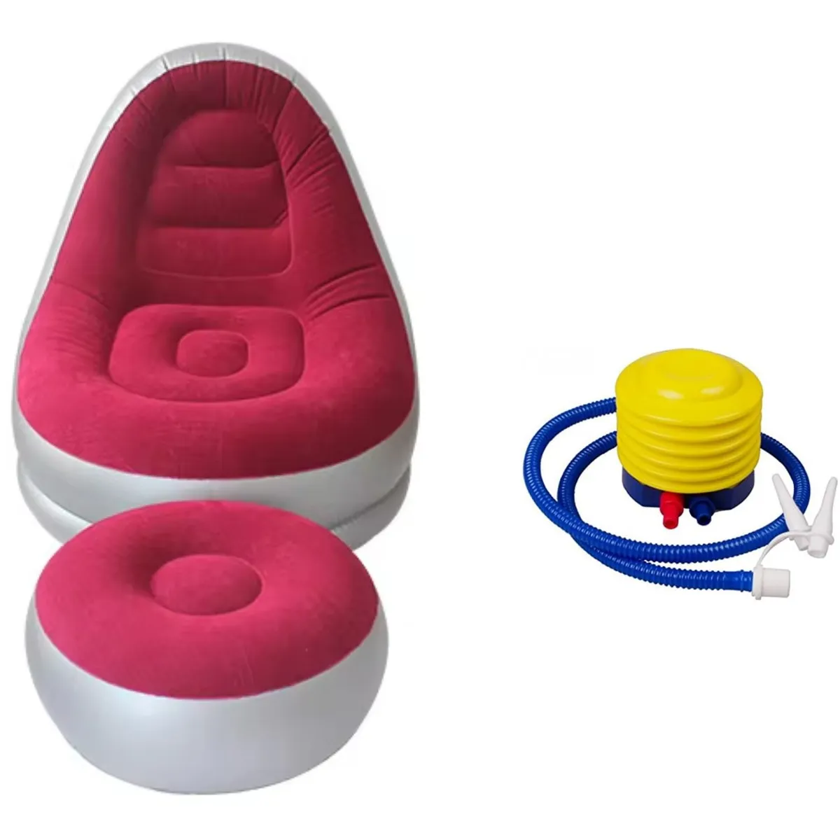 GENERICO - Sillón Inflable sofa puff con Posapies rojo