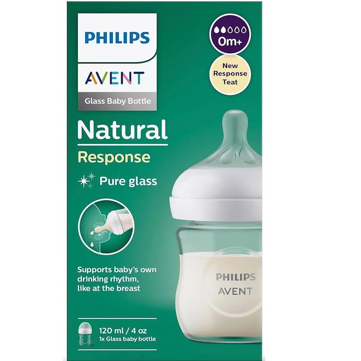 AVENT - Biberón Avent Natural 120Ml Vidrio Anticólicos 0M+