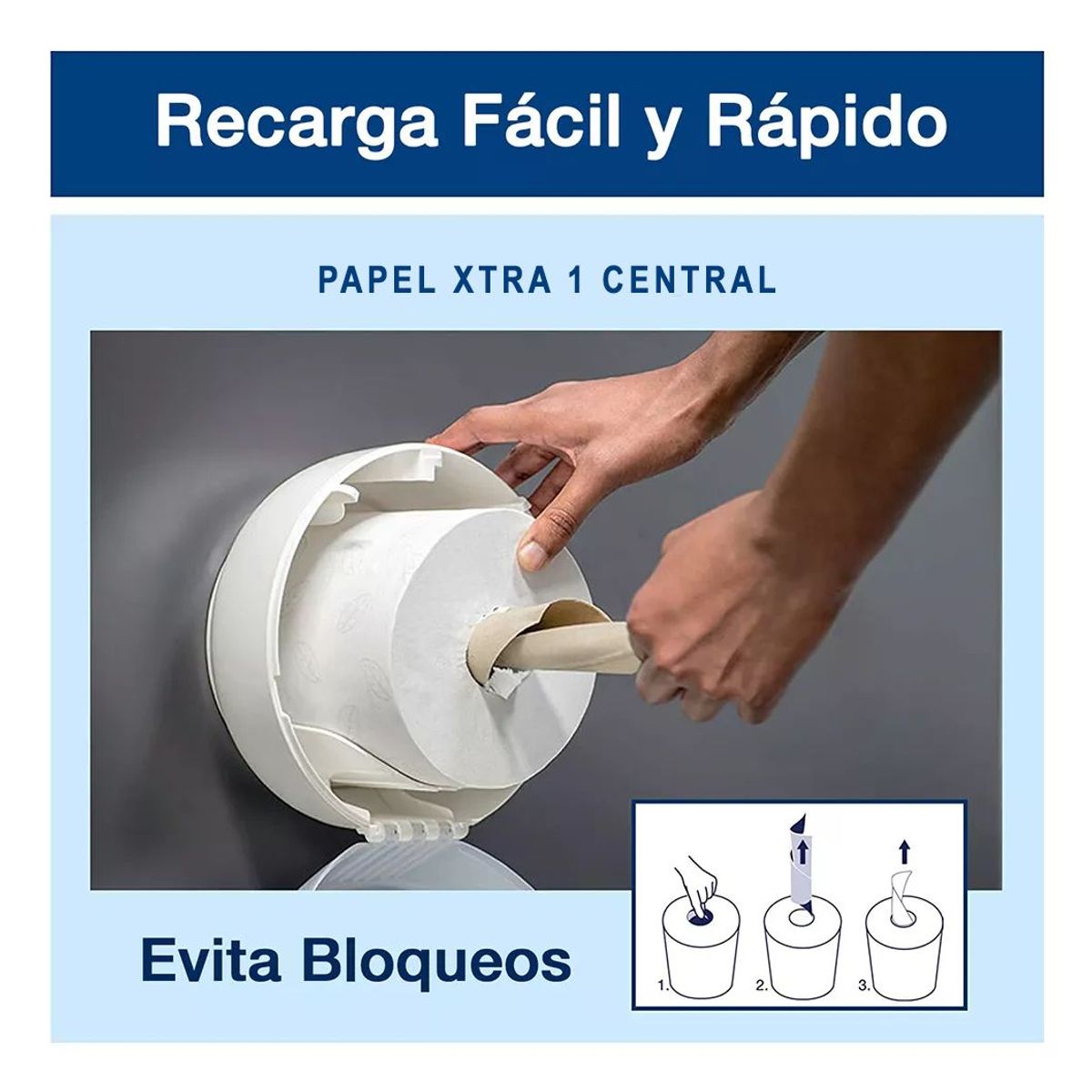 TORK - Papel Higienico Xtra1 Flujo Central Blanco Familia Tork