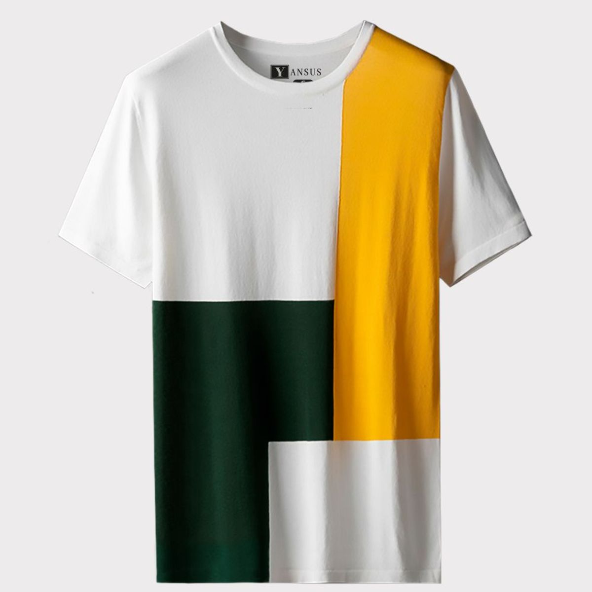 YANSUS - Polo Hombre Yansus Tricolor Blanco Amarillo Verde Militar