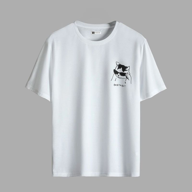 YANSUS - Polo Hombre Yansus Blanco Estampado Gato