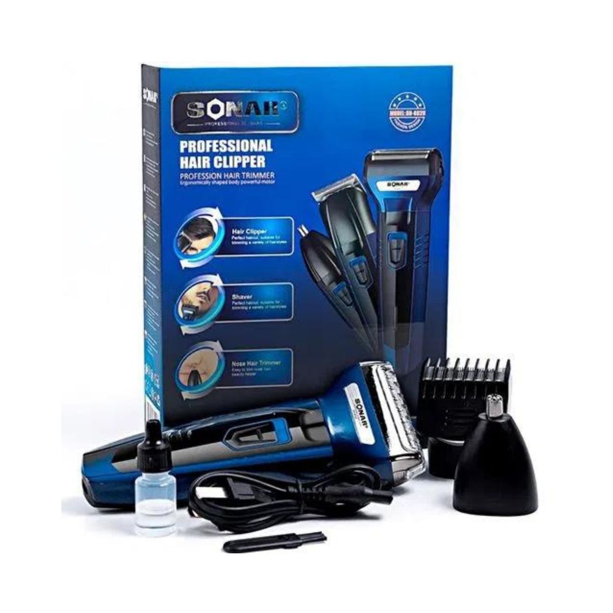 SONAR - Máquina de Afeitar Inalámbrica 3 en 1 para Nariz Barba y Cabello