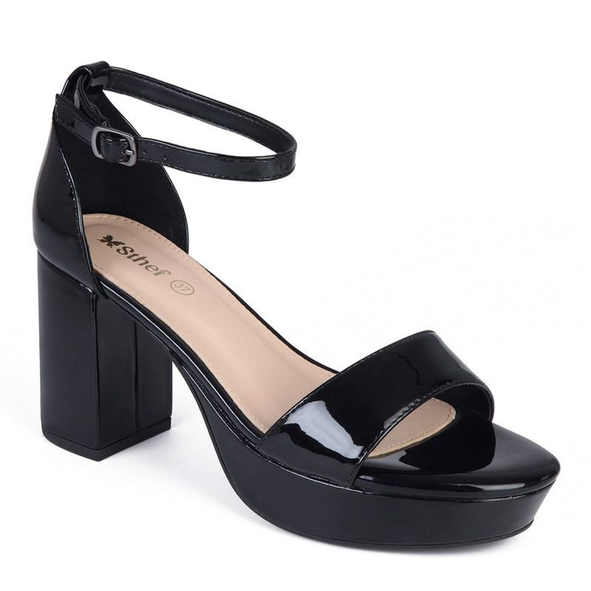STHEF - Sandalias de Vestir DAMA STHEF 7906 NEGRO CHAROL