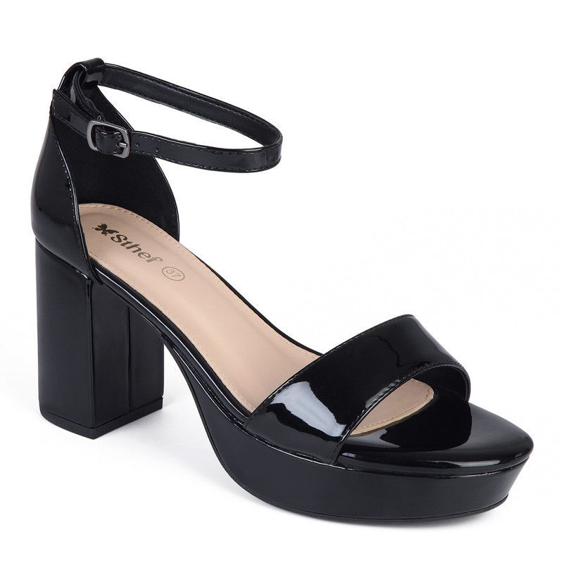 STHEF - Sandalias de Vestir DAMA STHEF 7906 NEGRO CHAROL