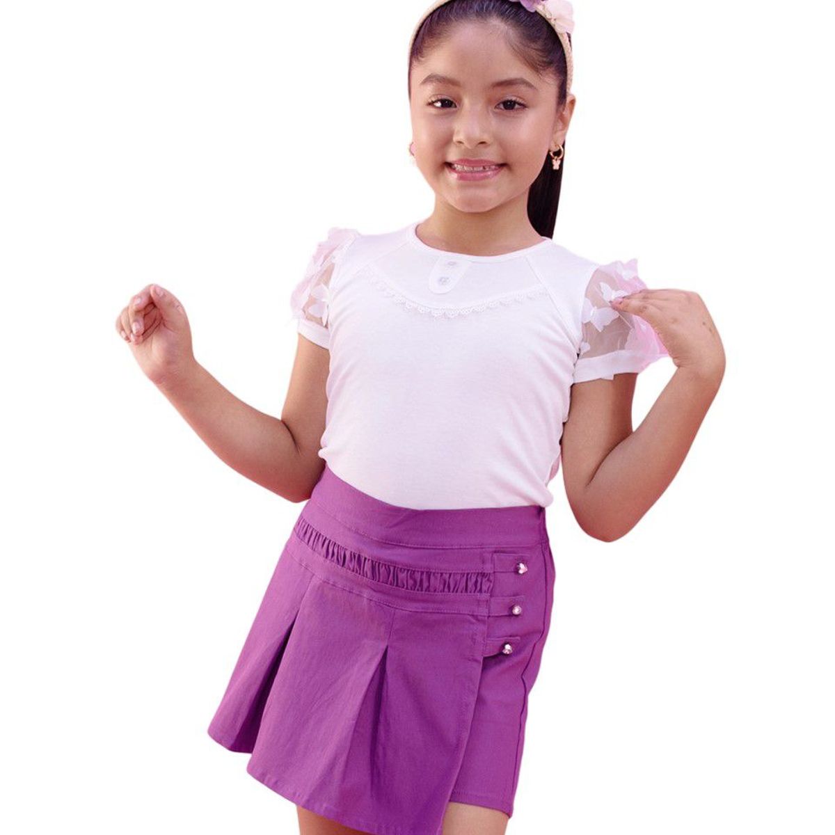 KIDS MASHMELO - POLO NIÑA ALGODÓN CON TULL MARIPOSAS KIDS MASHMELO