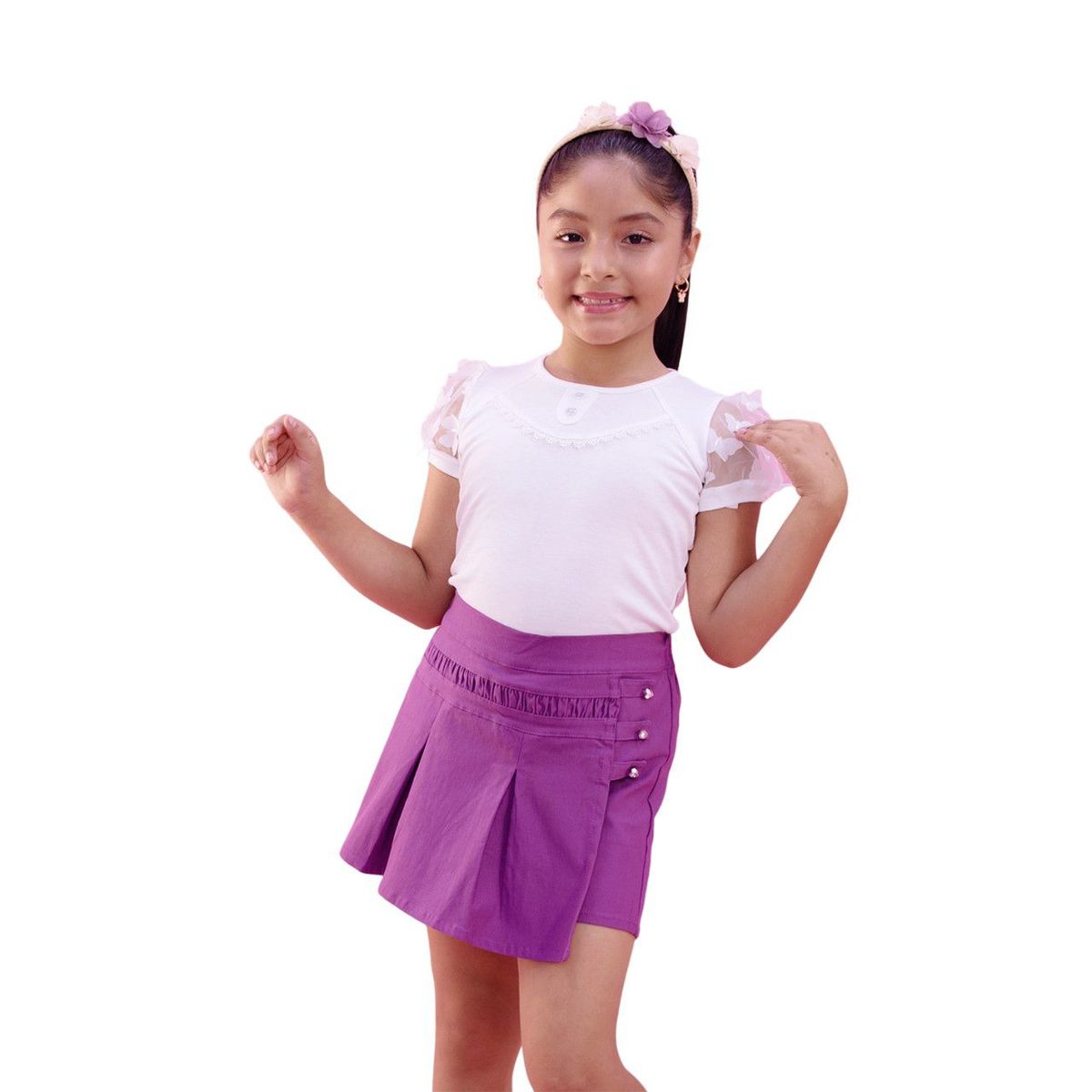 KIDS MASHMELO - POLO NIÑA ALGODÓN CON TULL MARIPOSAS KIDS MASHMELO