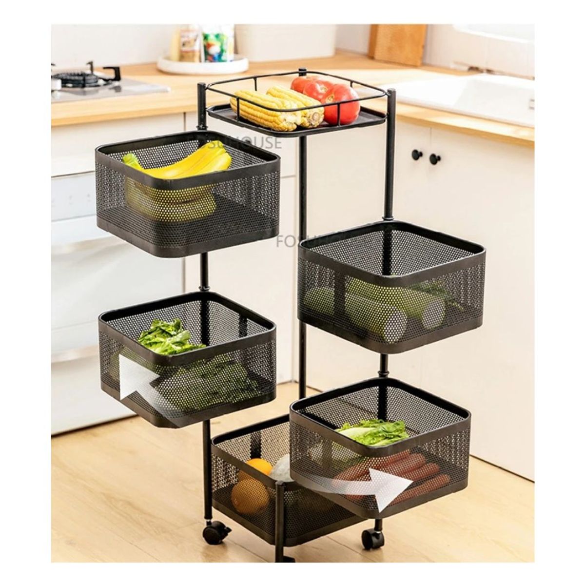 GENERICO - Estante Organizador de Verduras y Frutas de 5 Pisos con Ruedas