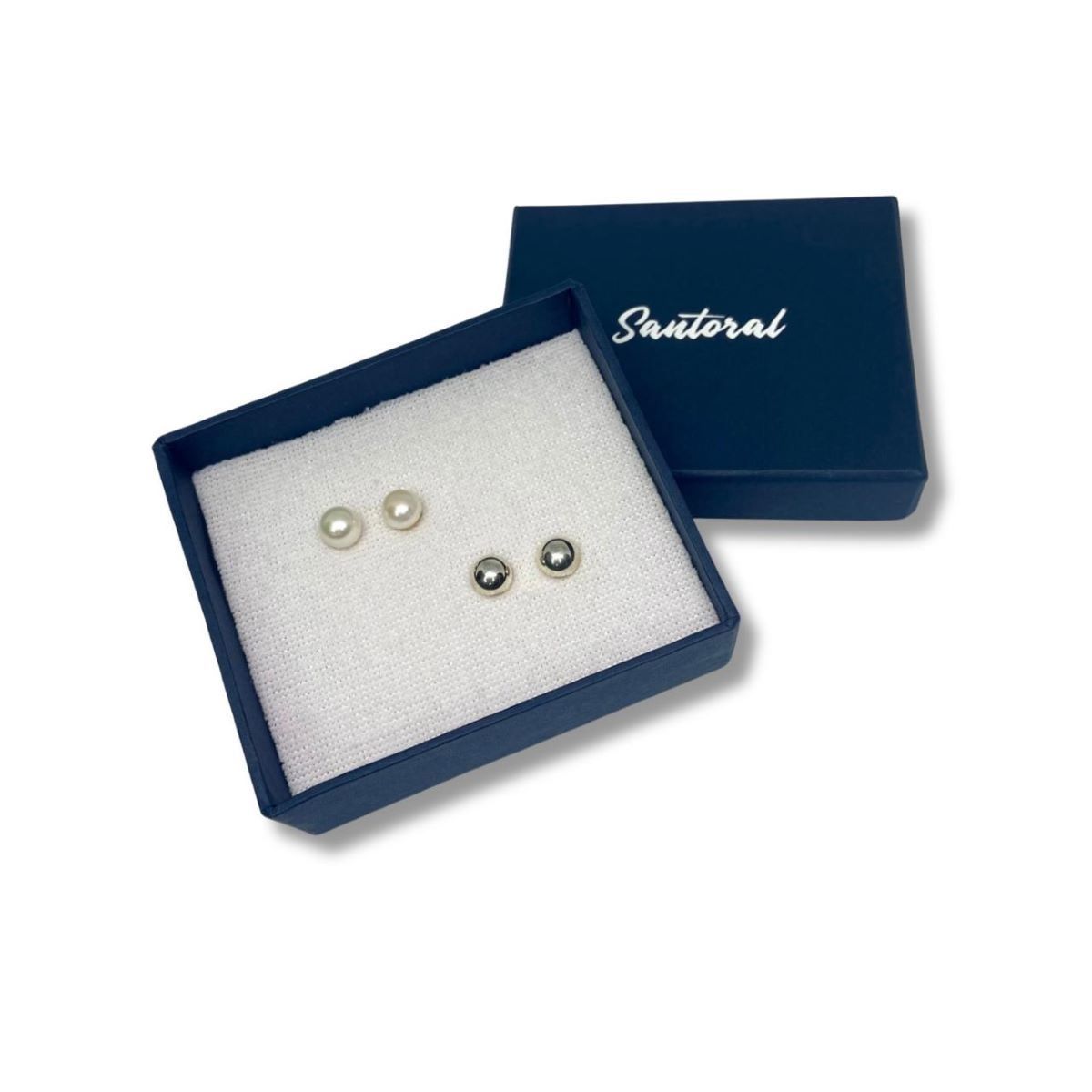 SANTORAL - Juego de Aretes Alegría - Plata y Perla