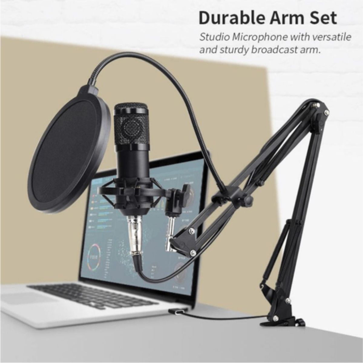 GENERICO - Kit Micrófono Condensador Para Estudio Podcast BM800 Negro