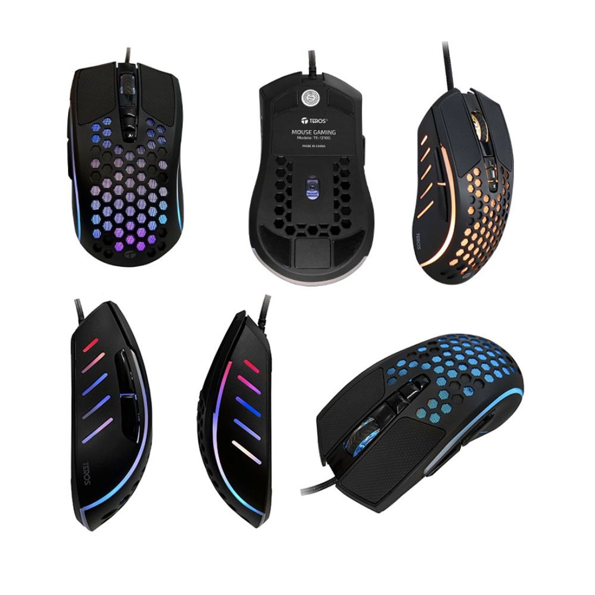 TEROS - Mouse gamer TEROS TE-1210G diseño agujeros ratón para juegos con cable
