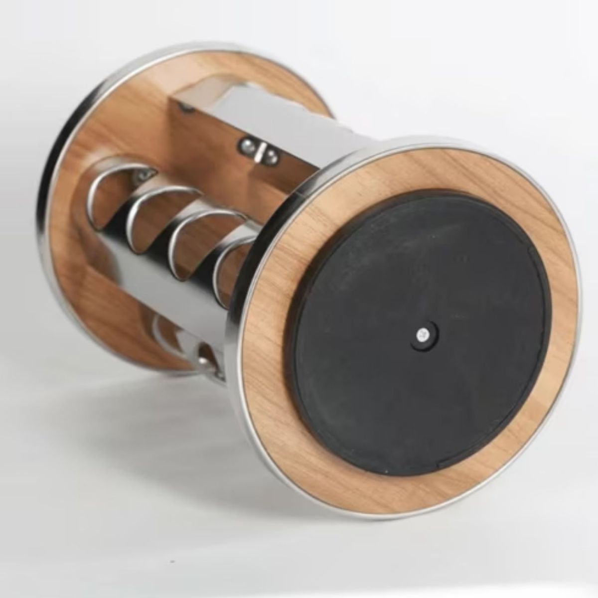 ICHIMATSU - Especiero Giratorio Redondo de Acero Inoxidable 12 Tarros Madera