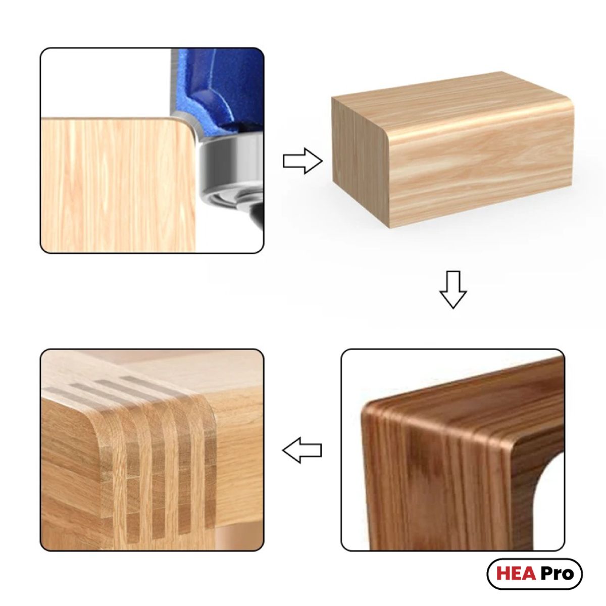 GENERICO - Fresa para ruteadora R3 de 4 Aspas refilar canto grueso 1/4" Vastago