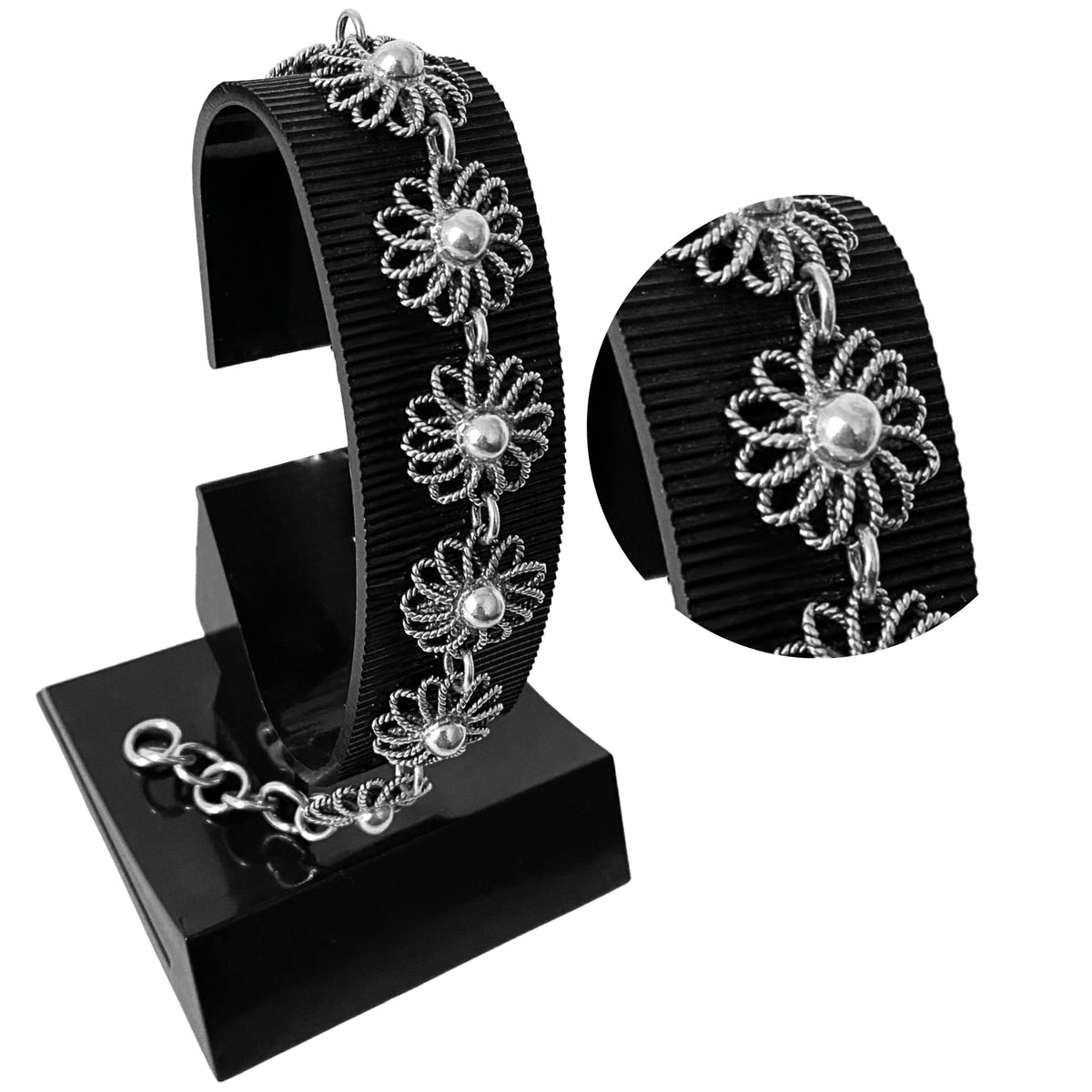 GENERICO - Pulsera Mujer Flores Filigrana Regalo Mamá Novia Plata 950