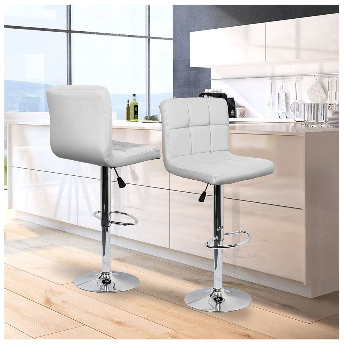 NOVAHUS - Banco de Bar Pu Cuadro Blanco