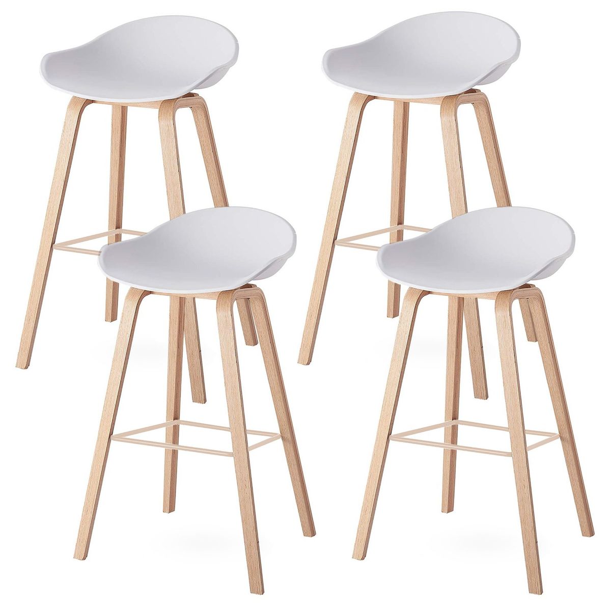 NOVAHUS - Set x 4 Bancos de Bar Nórdico Misuri Blanco