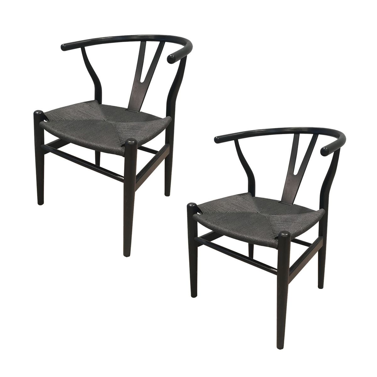 NOVAHUS - Set x 2 Sillas De Comedor Wishbone Negro