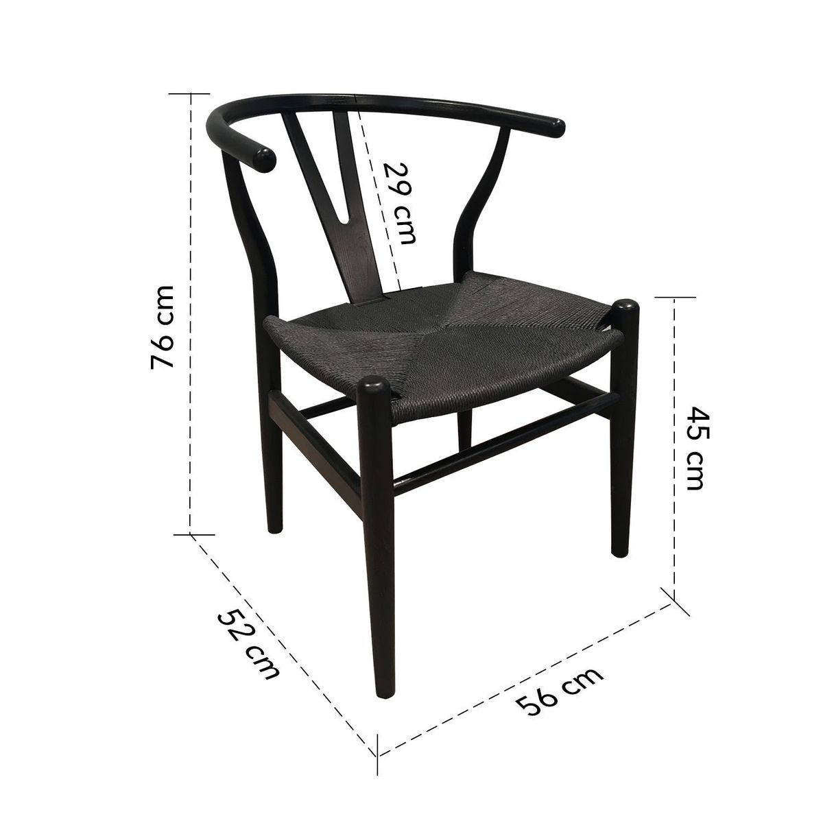 NOVAHUS - Set x 2 Sillas De Comedor Wishbone Negro