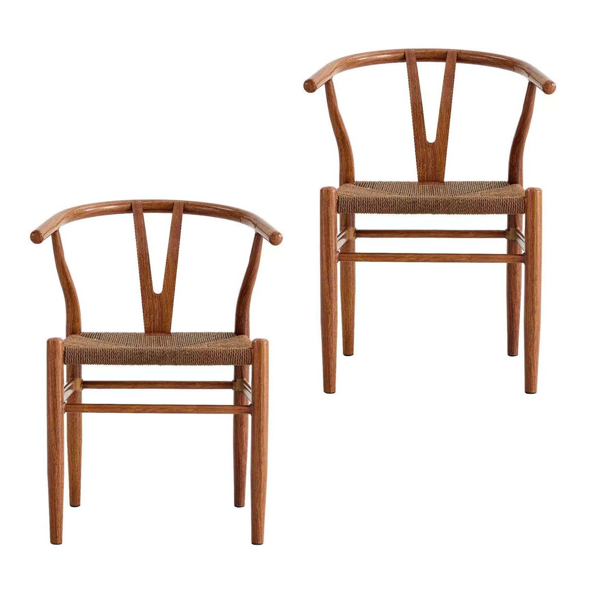 NOVAHUS - Set x 2 Sillas De Comedor Wishbone Marrón