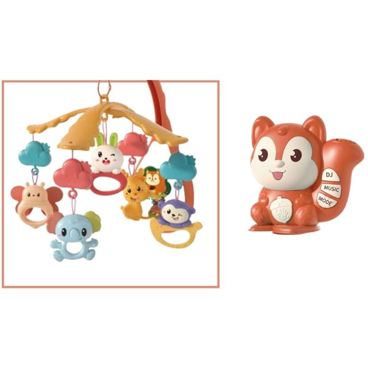 GENERICO - JUGUETE MÓVIL PARA CUNA ARDILLA 360° CON PROYECTOR MARRON