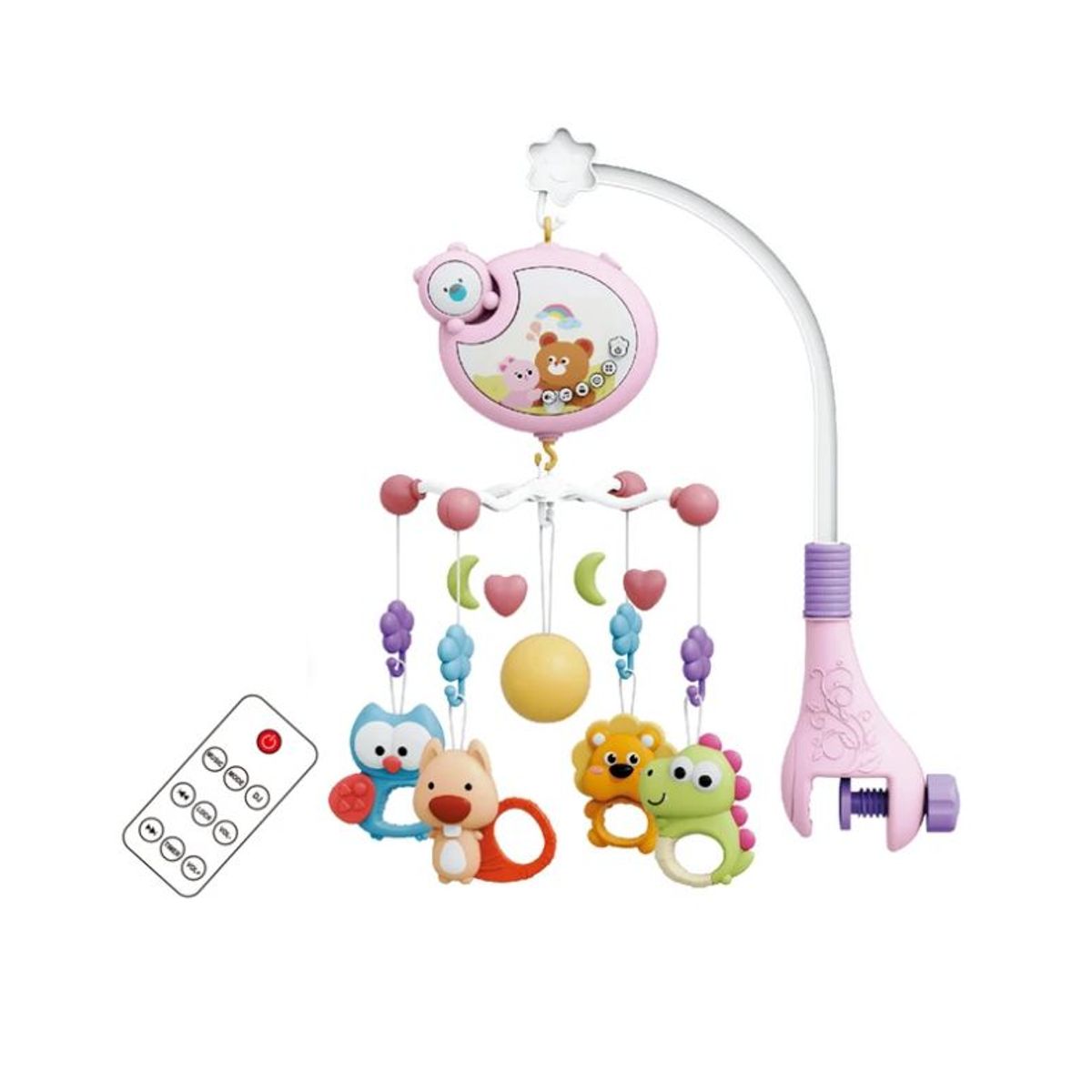GENERICO - JUGUETE PARA CUNA PARA BEBÉ MUSICAL 360° - ROSADO