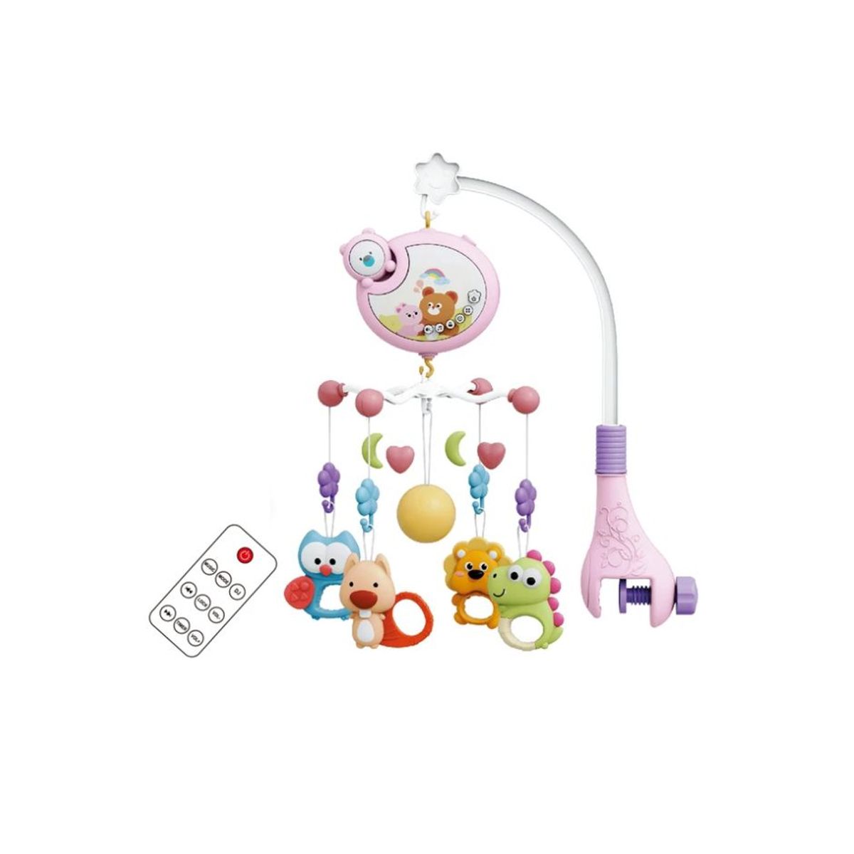 GENERICO - JUGUETE PARA CUNA PARA BEBÉ MUSICAL 360° - ROSADO