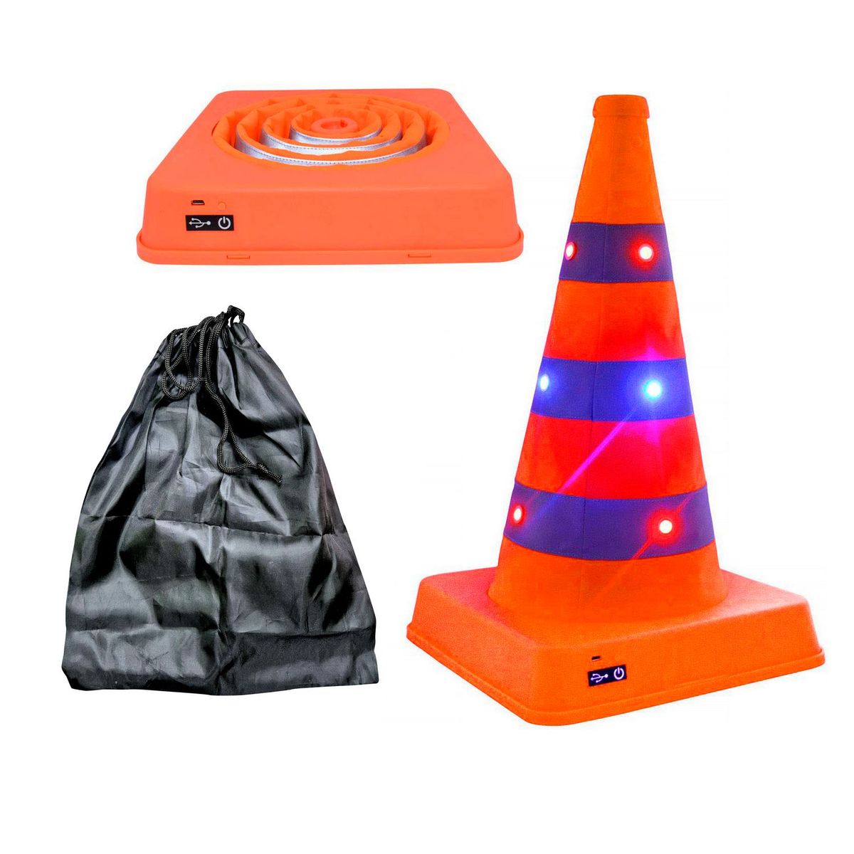 GENERICO - CONO DE TRAFICO LED  RETRACTIL 18 PULG