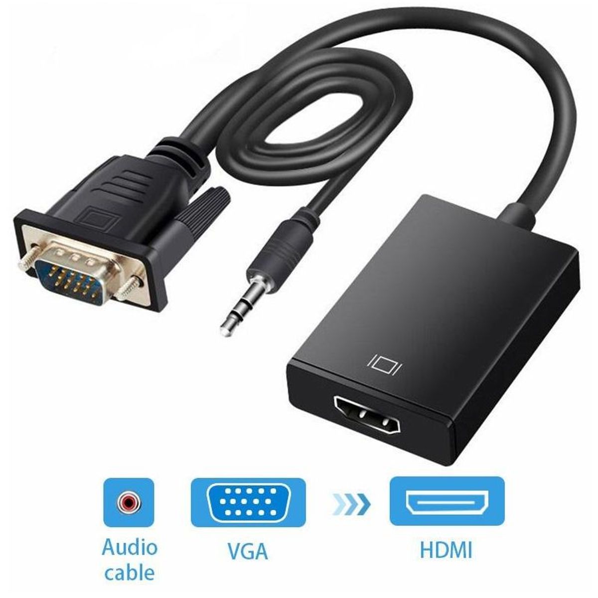 GENERICO - Cable adaptador vga a hdmi audio jack 35mm convertidor