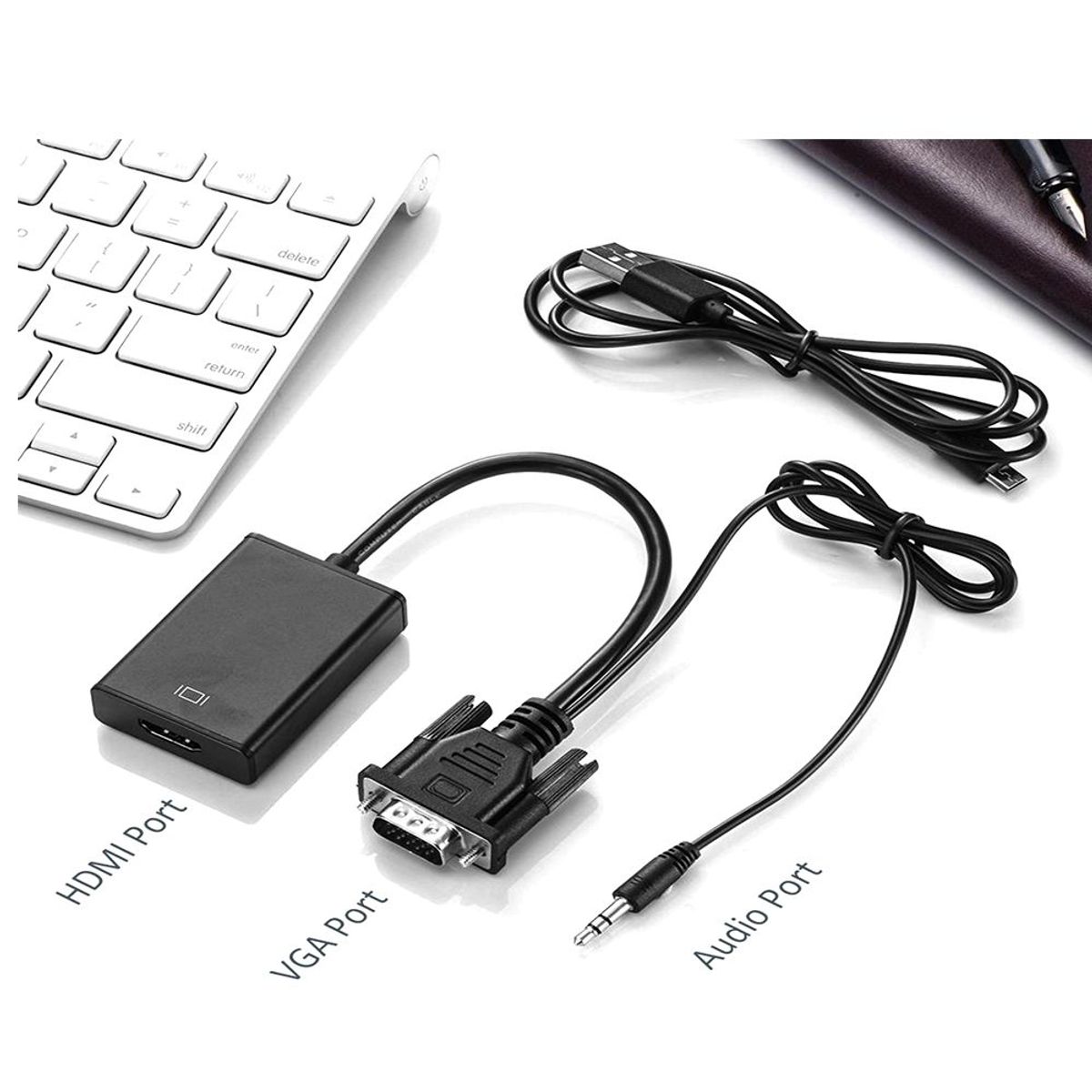 GENERICO - Cable adaptador vga a hdmi audio jack 35mm convertidor