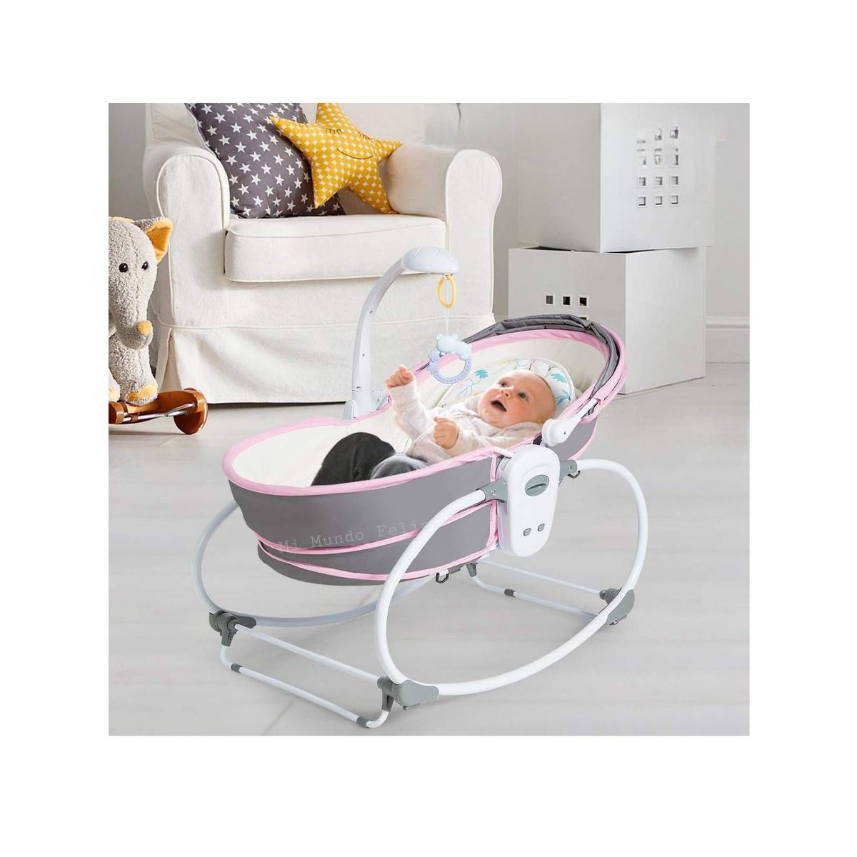 GENERICO - Mecedora de Bebe Multifuncion Musical Portatil color Rosado