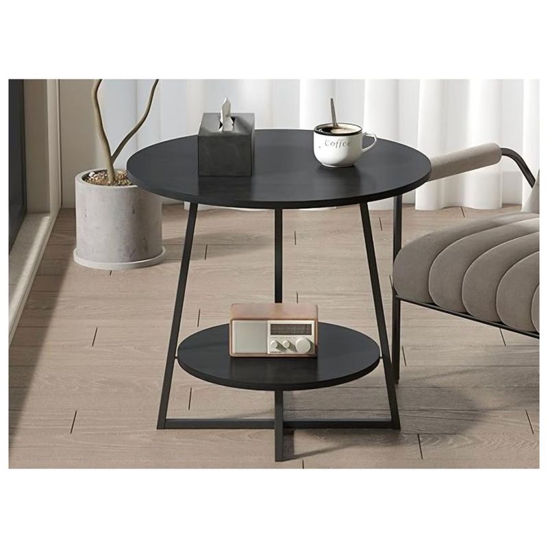 GENERICO - Mesa auxiliar de dos niveles circular color negro