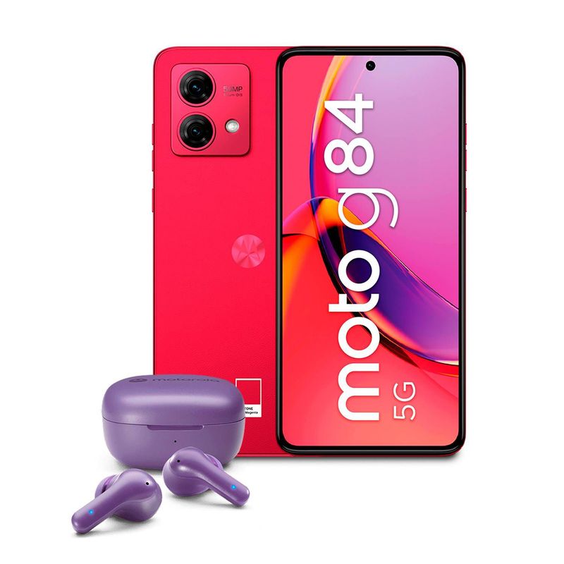 MOTOROLA - Smartphone MOTOROLA G84 6.5" 8GB 256GB 50MP+8MP Magenta + Audífonos Moto Buds 135.